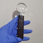 GUCCI Vintage Magnify Glass Brown Emboss GG Leather Handle 6.5" long Circle 1.8"