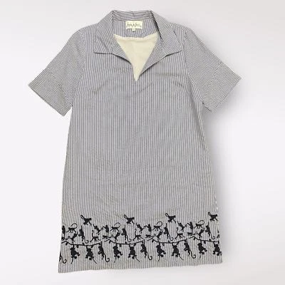 Mini Vestido Nicole Miller Azul Rayas Bordado Monos Cambio Talla 10 Foto 1 de 4