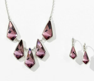 Touchstone Crystal Kite Antique Pink Necklace & Earring Set Swarovski 15-18"๐ - Picture 1 of 6