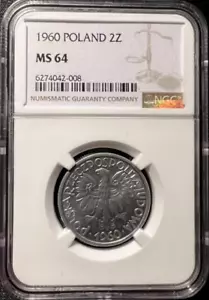 Poland 2 Zlote1960 NGC MS 64 UNC Aluminum - Imagen 1 de 4