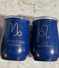 Capricorn & Leo Zodiac Sign Stainless Steel Sipper Tumblers 20oz Each.. NWT