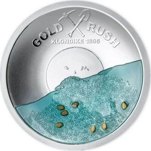 2021 $5 Gold Rush Klondike 125th Anniversary Concave Silver Coin - Picture 1 of 4