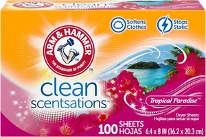 ARM & HAMMER Fabric Softener Sheets, Tropical Paradise, 1 Count (Pack of 100) - Picture 1 of 10