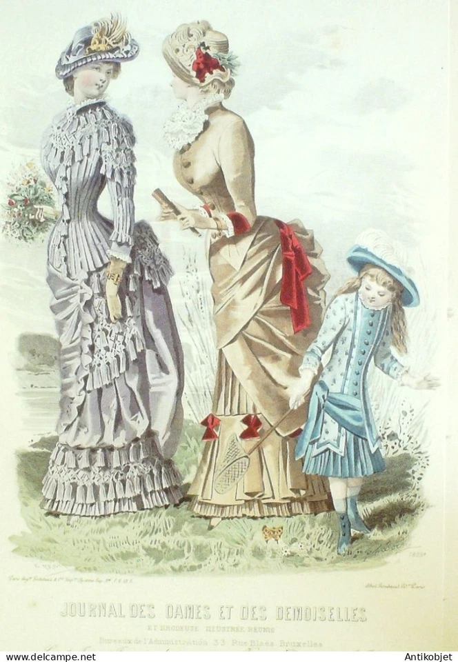 Gravure Mode J.Dames & Demoiselles 1877 # 1899 (Old Fashion plate) - Photo 1/1
