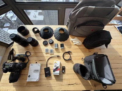 尼康 D500 数码单反相机套装(二手)。 包括尼克尔 300 毫米 F/4 长焦镜头。 — 第 1/4 张图片