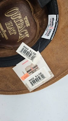 Sombrero de Cuero Minnetonka Marrón Gamuza Outback Western Banda Trenzada Talla X-Grande Foto 1 de 4