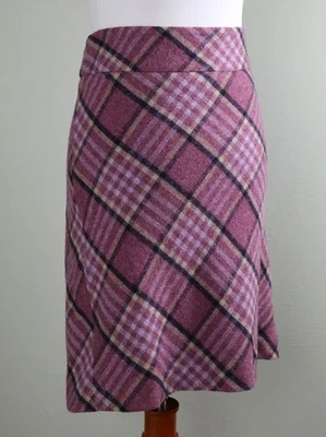 Falda lápiz TALBOTS NUEVA CON ETIQUETAS $99 púrpura forrada a cuadros mezcla de lana talla 8 Foto 1 de 4