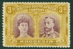 SG 136 Rhodesia 1910-13. 3d magenta y ocre. Muy ligeramente montado como nuevo CAT £200 - Imagen 1 de 1