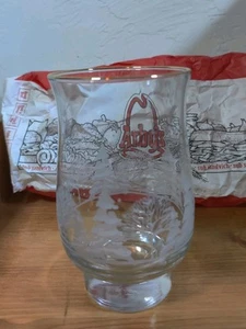 Vaso de vidrio transparente Libbey Winter Wonderland borde dorado de colección 5 1/4" Arby's Giveaway - Imagen 1 de 7
