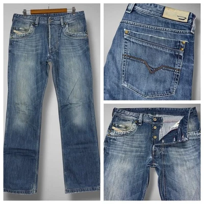 Jeans Diesel Azul Denim Lemmen Lavado Desteñido Envejecido Bigotes Para Hombres 33x34 Foto 1 de 4