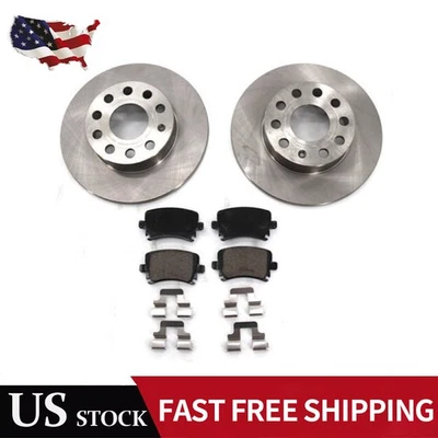Fits 2007 2008 2009 Volkswagen Rabbit 10.24" Rear Disc Brake Rotors Ceramic Pads - Image 1 of 4