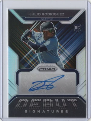 Tarjeta JULIO RODRIGUEZ MLB Mariners 2022 Panini Prizm debut plata radiocontrol automática #DS-JU Foto 1 de 2