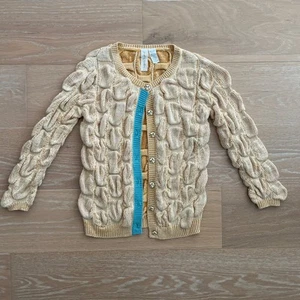 Matilda Jane Paint By Number Girls Puffy Snowball Cardigan Sweater Yellow Gold 8 - Picture 1 of 4