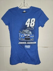 Jimmie Johnson # 48 Nascar Ladies Navy Shirt, Small - Picture 1 of 4