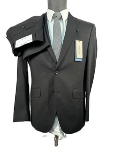 NEW KENNETH COLE Mens Black STRETCH SLIM FIT 2pc Suit 36S Jacket 29x32 Pant - Picture 1 of 15