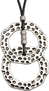 Necklaces for Women Vintage Silver Circles Long Pendant Leather Necklace - Picture 1 of 7