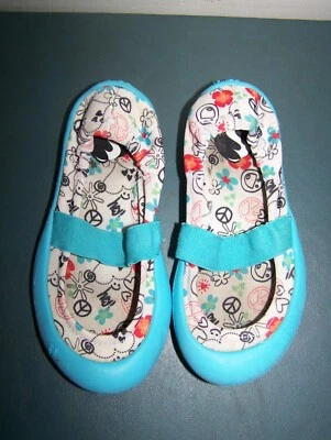 SWYT FLORES AZULES SIGNOS DE PAZ SIN CORDONES MARY JANE BALLET PISOS NIÑAS PEQUEÑAS TALLA 9 Foto 1 de 2