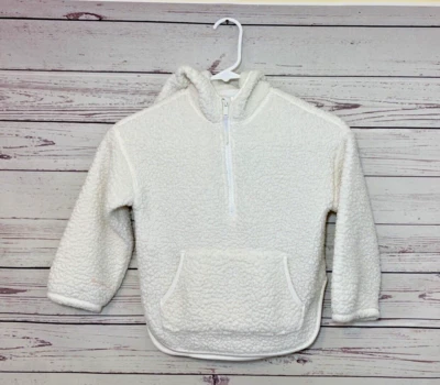 Chaqueta Old Navy Niñas Juvenil Talla XS 5 Off White Capucha Difusa Felpa Bolsillo Canguro Foto 1 de 4