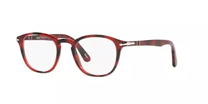 Persol Men's Eyeglasses PO3143V 1100 Red Grid 47mm Clear Demo Lens NEW! - Picture 1 of 4