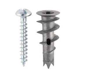 TAPONES DE ANCLAJE DE PARED CAVIDAD AUTOPERFORADORA FIJACIÓN PLACAS DE YESO INCLUYE TORNILLOS PAQUETE 3 - Imagen 1 de 2