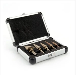 5 Pieces HSS Step Large Cone Drill Hole Cutter Bit Set Tool + Case New - Picture 1 of 11