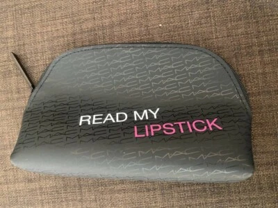 MAC Cosmetics Black Makeup Bag/Pouch READ MY LIPSTICK New - Image 1 of 4