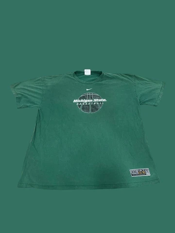 Michigan State Spartans Basketball Nike Center Swoosh VTG Green Shirt XXL Cover