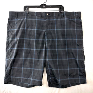 Callaway Mens Golf Short Size 50 Big Black Blue Plaid Performance Stretch Pocket - Picture 1 of 13