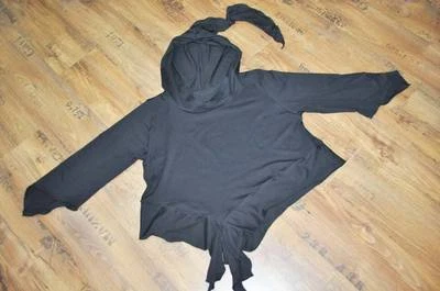 MY OBSESSION Lagenlook Zipfel-Bänder-Pulli Kapuze Sweat schwarz 44,46,48,50,L,XL,XXL,XXXL