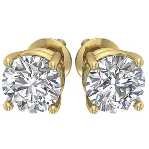 VVS E 2.5/3.0/3.50Ct Lab Grown Diamond Prong Set 14K Gold Solitaire Stud Earring - Picture 1 of 10