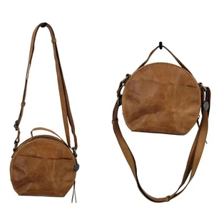 Borsa a tracolla Lucky Brand rotonda cammello marrone vera pelle manico superiore boho chic - Foto 1 di 14
