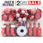 80 Red & White Decorative Balls Ornaments For Christmas Tree Clearance Set Lot