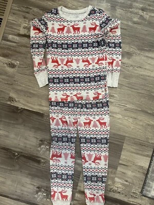 Juego de 2 pijamas de algodón Gap Kids talla 8 manga larga vacaciones rojo Navidad Foto 1 de 3