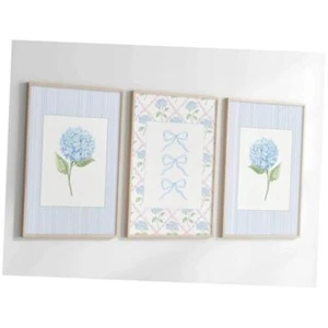 Blue Hydrangea Wall Art Watercolor Bow 16x24 Inch Unframed Hydrangea Bow Prints - Picture 1 of 8