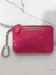 Authentic Louis Vuitton Rose Pop Hot Pink LV Monogram Cles Case Keychain Wallet - Picture 1 of 12