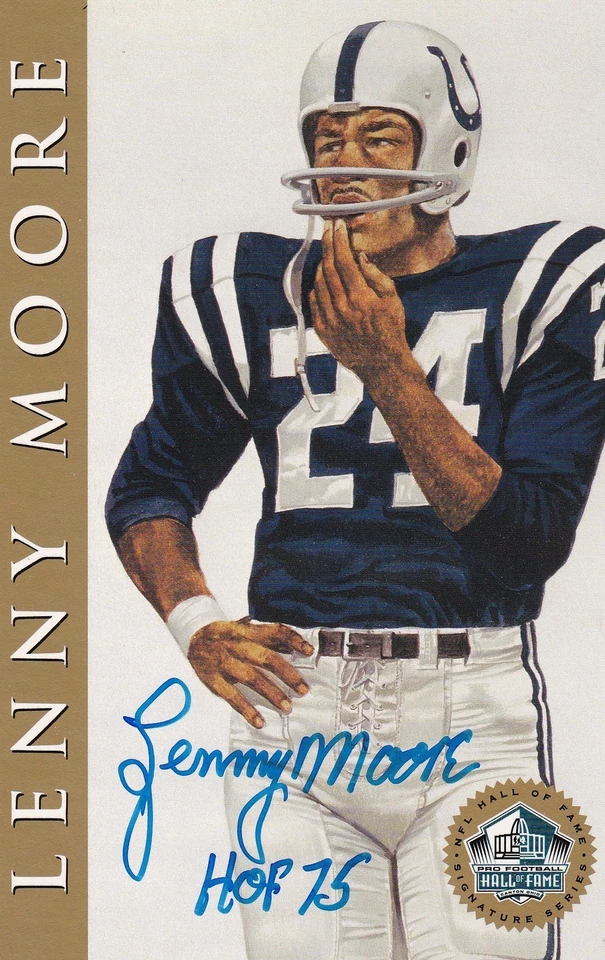 LENNY MOORE BALTIMORE COLTS HOF 75  HALL OF FAME SIGNATURE SERIES  SIGNED CARD - Image 1 of 1
