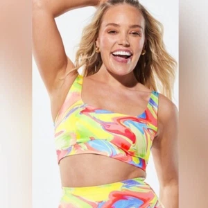 Yitty Lizzo Rainbow Pride Shaping Midi Bralette Sports Bra Sz L - Picture 1 of 7