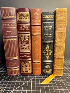 Posten von 5 Franklin Bibliothek ledergebundene Bücher (ideal für Dekor) Ulysses, Paine - Bild 1 von 6