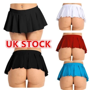 UK Women's Schoolgirls Low Rise Mini Pleated Skirt Rave Dance Lingerie Nightwear - Picture 1 of 55
