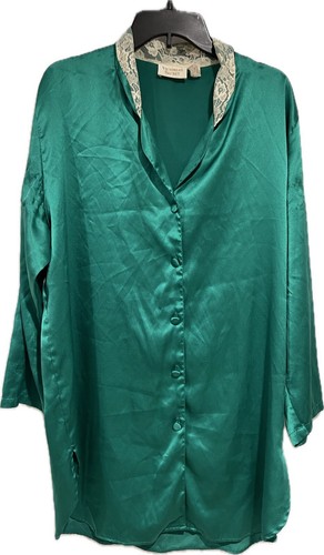 UNDERCOVER Abito camicia da notte vintage Victoria’s Secret verde con bottoni taglia M L