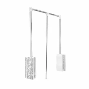 Lift / Pull Down Wardrobe Rail 645-910 mm Clothes Hanger Extendable Soft White - Picture 1 of 2