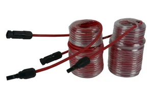 1 par de conector de extensión de panel solar de 50 pies 10 AWG cable fotovoltaico rojo - Imagen 1 de 4