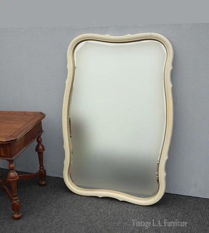 Vintage French Provincial Lane Furniture Style Yellow w Gold Trim Wall Mirror Cover