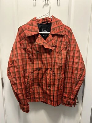 Jaqueta feminina The North Face xadrez impermeável peito duplo HyVent tamanho grande - Imagem 1 de 4