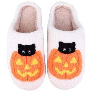 Zapatillas de casa sin cordones para gato calabaza de Halloween para dormitorio interior exterior. - Imagen 1 de 8