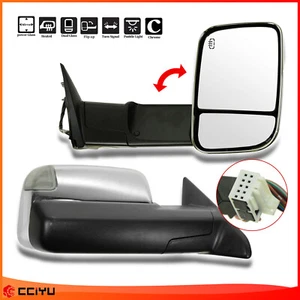 Chrome Power Heated Puddle Signal Tow Side Mirrors Pair For 09-15 Ram 1500-3500 - Picture 1 of 8