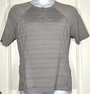 Athleta Women's LARGE PETITE Gray Short Slv 1/4 Zip Running Shirt Zip Pocket EUC - Picture 1 of 7