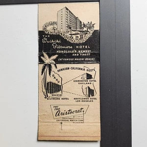 Waikiki Biltmore Hotel Honolulu Hawaii Vintage schwarz rot Streichholzschachtel - Bild 1 von 3