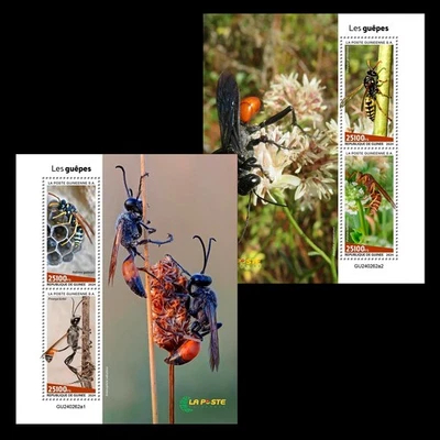Wasps Insects MNH Stamps 2024 Guinea 2 M/S - Image 1 of 3