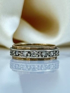Vintage 9 kt Gold und Silber Paste voller Ewigkeit Bandring - Bild 1 von 6